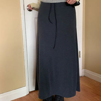 Seed Elastic Waist Long Skirt Layered/Elastic Waist Long Skirt/Elastic Waist Skirt/Strap Skirt/Terry/Long Skirt/Slit Skirt