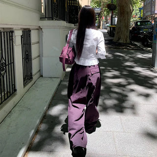 Grape Cut-out Cotton Pants