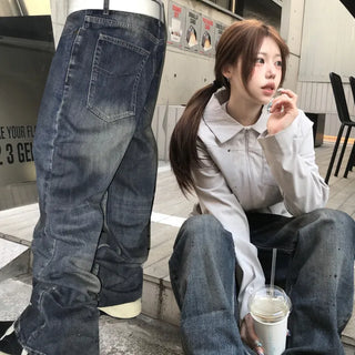 Unisex Collector Vintage Oil Semi-Flare Denim
