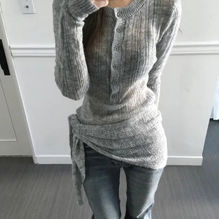 *Muand*  Button Ribbed Knit