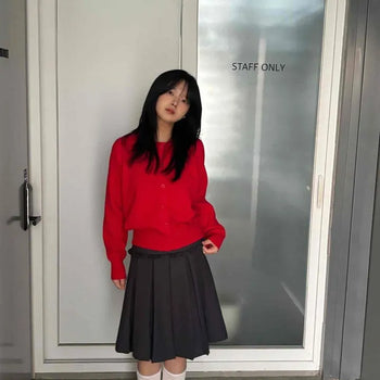 Campus Look Round Loose Knit Cardigan