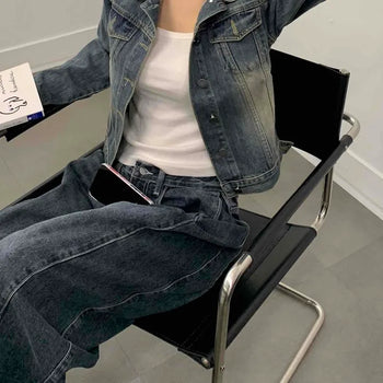 Breeze Gradient Washed Crop Denim Jacket