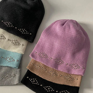 High-curl studded beanie