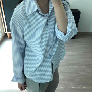 Soft Mood Vertical Stripe Oversized Shirt