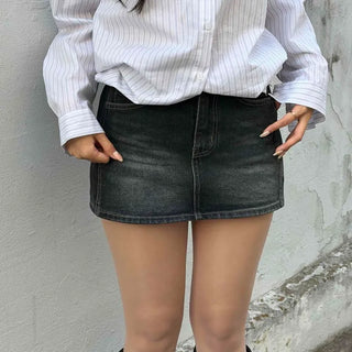 Washed Slim Fit Denim Mini Skirt