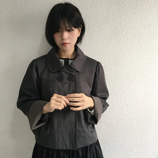 Peter Pan collar roll-up jacket