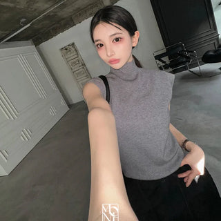 Made with Woolskin Soft Mock Neck Cap Sleeve Knit