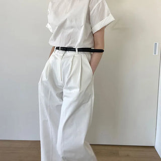 Sense Women's Wide Spring/Summer White Pants Slacks