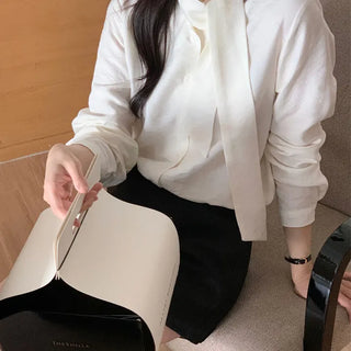 High-neck Tie Blouse