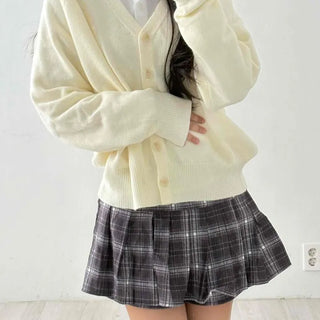 Oversized V-Neck Ribbed Knit Crop Cardigan