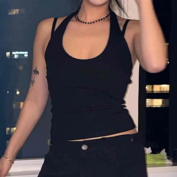 Halter Neck Slim Fit Crop Sleeveless
