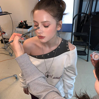 Penny Layered String Off-shoulder Sweatshirt