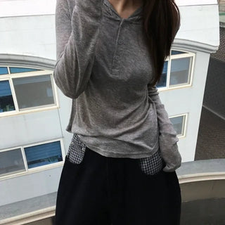 Super Skinny Fit Button Fleece Hoodie