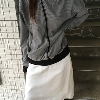 *Domestic/High Quality* Licca Striped Asymmetrical Zip-up Hoodie