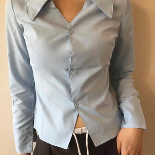 Open Collar V-Neck Daily Shirt