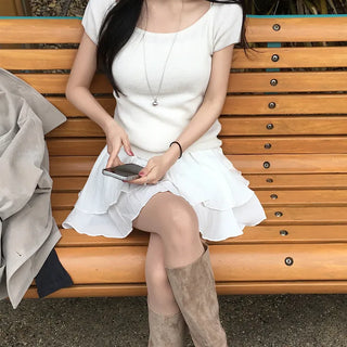 Lati Salang Ribbon Shirred Skorts Skirt