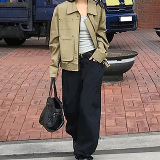 Foam Pocket Cut-out Wide Cotton Pants