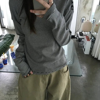 *Domestic/High Quality* Bear Striped Snap Tee