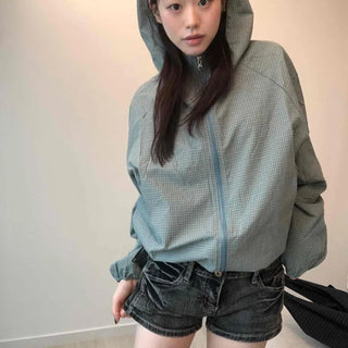 Vintage Micro Check Hooded Windbreaker
