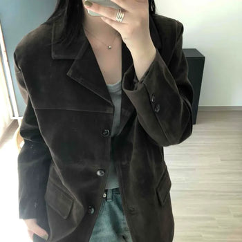 Wide Lapel Suede Oversized Jacket