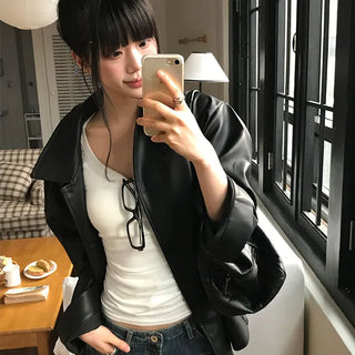 Hoa Loose Fit Leather Jacket