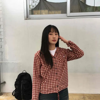 Vintage Check Low-String Loose Fit Hoodie
