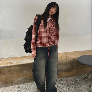 Cargo Pocket Wide Fit Washed Denim Long Pants