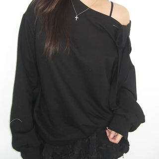 Off-cut ribbon tie sweatshirt