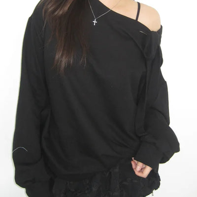 Off-cut ribbon tie sweatshirt