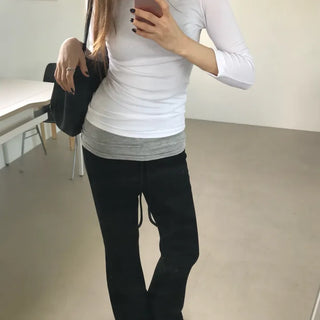boatneck 3/4 sleeve tee
