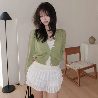 Colorful Round Knit Cardigan