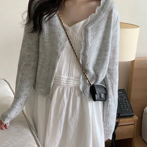 Delicate Fit Punched Frill Cardigan