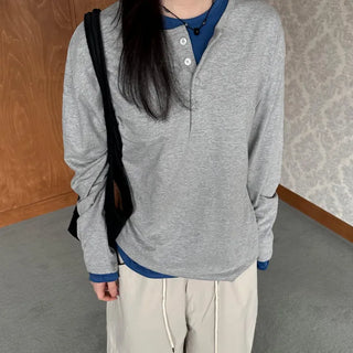 [UNISEX] Vintage Slub Long Sleeve Henley Neck