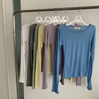 Neppy Tencel U-Neck Slim Long Sleeve Tee