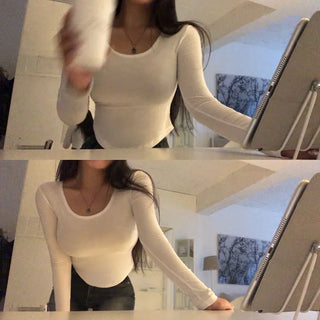Insane Body Slim U-Neck Long Sleeve T-shirt