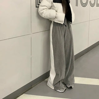 Reversible Velour Double-Fleece Wide Half-and-Half Training Pants