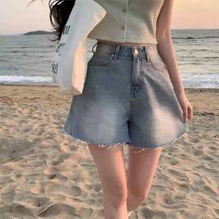 Water A-Line Vintage Short Cut Denim Pants