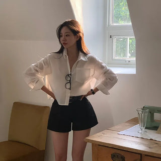 Fairy Seersucker Stripe Crop Shirt