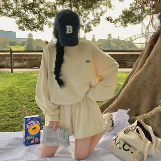 Kangaroo Pocket Sweatshirt & Training Shorts Set