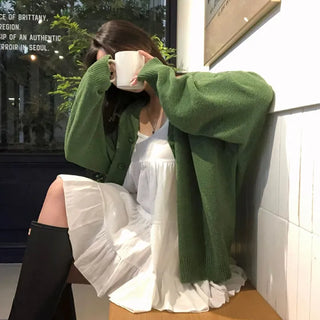 Solid Oversized Boucle Cardigan