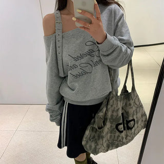 Sugar Buckle Off-shoulder Sweatshirt