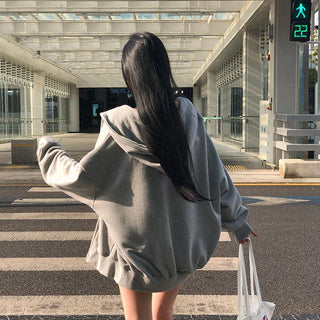 Slow Over Loose Fit Two-Way Zip-Up Hoodie