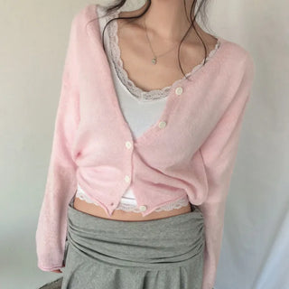 Lucen V-neck Knit Cardigan [12% Wool, 5% Alpaca, 5% Mohair]