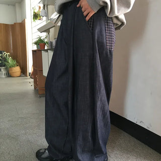 [UNISEX] One-pleat Keyring Denim Wide Pants