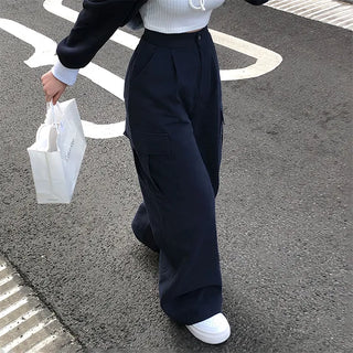 Slim Waist Cargo Pocket Wide Pants