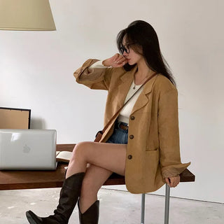 Enough Suede Slit Blazer Jacket