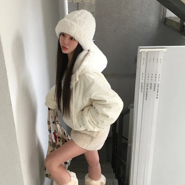 Sherpa Corduroy Reversible Zip-up Hoodie