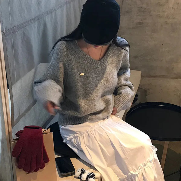 Kinsha Mohair V-Neck Loose Fit Knit