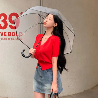 Belly Linen V-Neck Short Sleeve Cardigan