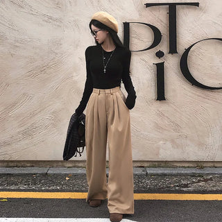 Kota Winter Two-Pintuck Wide Fleece-Lined Slacks